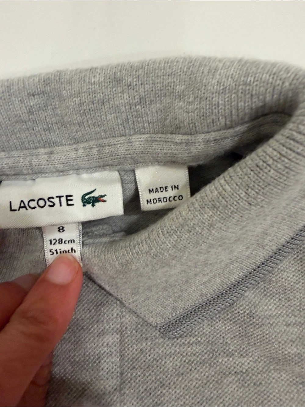 Lacoste Boys' Heather Gray Polo with Embroidered Crocodile